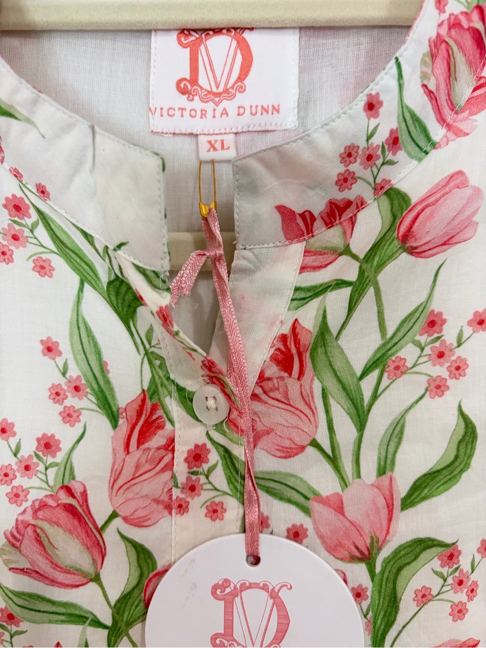 NWT SZ XL Victoria Dunn Maxi Dress with Pink Floral Print and Tie Belt - Picture 4 of 12